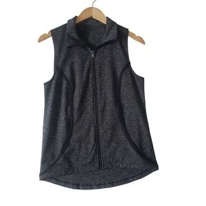 Under Armour Full Zip Athletic Vest Womens Med Gray Space Dye Sleeveless Top